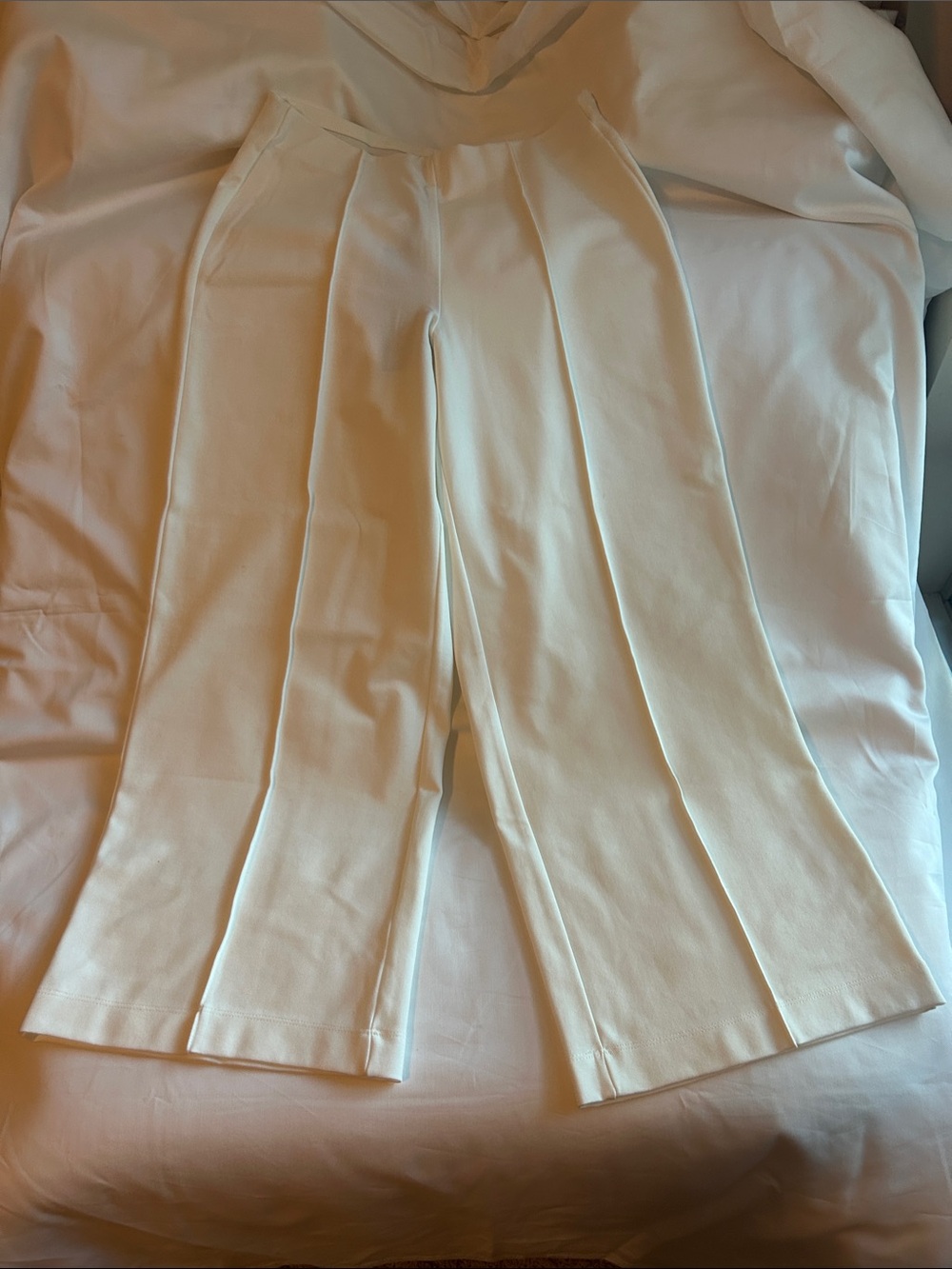 Truth White Wide-Leg Pleated Trousers